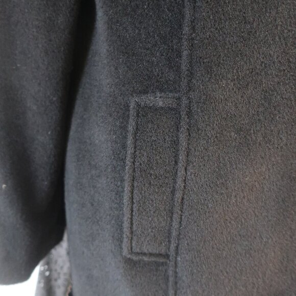NWT Women Badgley Mischka Black Mix Media Wool Alpaca Leather Trim Olivia Coat L - Picture 5 of 16